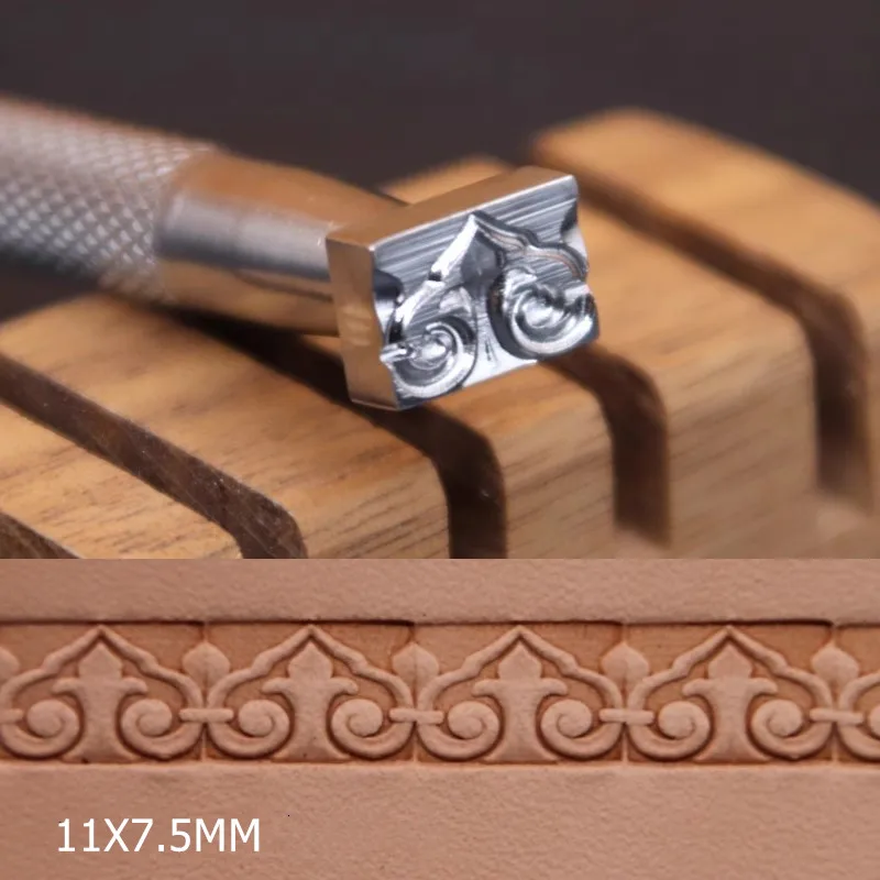 

304 Stainless Steel Leather Embossing Tool, Traditional Lace Pattern Stamping Die For Veg Tan Leather, 11x7.5mm