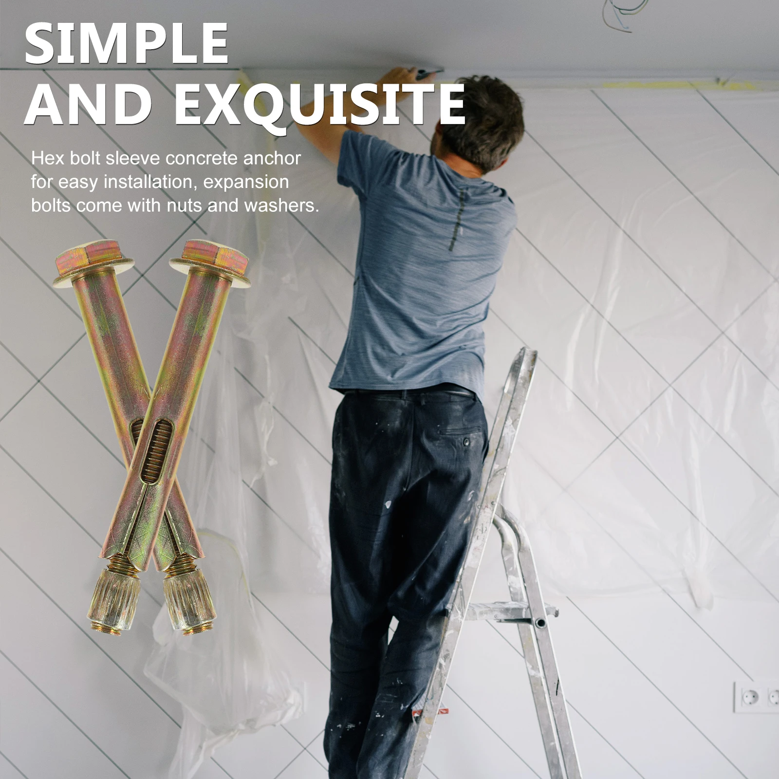 

10 Pcs M8x80mm Carbon Steel Expansion Bolts Concrete Anchors Kit Bolt Sleeve Nuts Washers Heavy Duty Wall Mounting