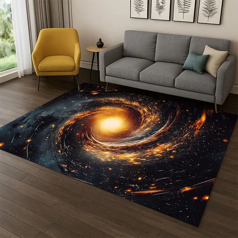 Universe Milky Way Space Stars Galaxy Earth Carpet Rug for Bedroom Living Room Sofa Doormat Home Decor, Area Rug Non-slip