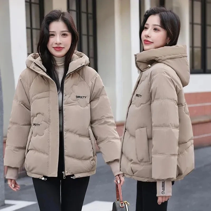 2024 New Women\'s Winter Oversize Jacket Down Cotton Padded Coat Female Loose Casual Overcoat Female Fashion Hooded Short Parkas