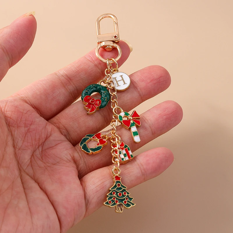 

Leslie Cute Christmas Keychain Snowman Deer Santa Claus Christmas Tree Keychain for Women Xmas Party Jewelry Gifts