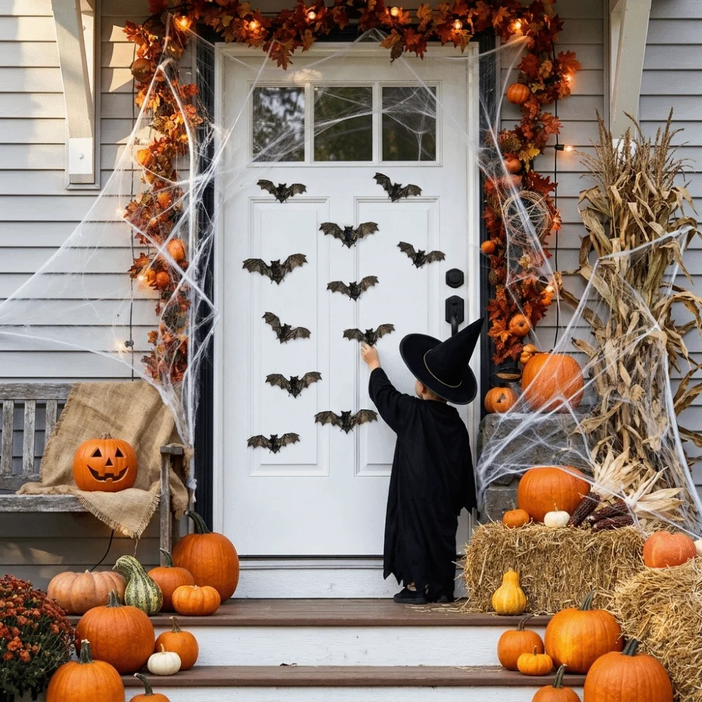 12Pcs Vintage PVC Bat Wall Stickers 3D Removable Halloween Decals Black DIY Wall Decor Party
