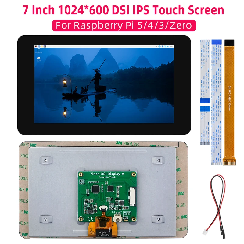 

7-дюймовый 1024*600 DSI-дисплей IPS LCD емкостный сенсорный экран MIPI-монитор для Raspberry Pi 5 4B 3B+ 3B Zero с FFC