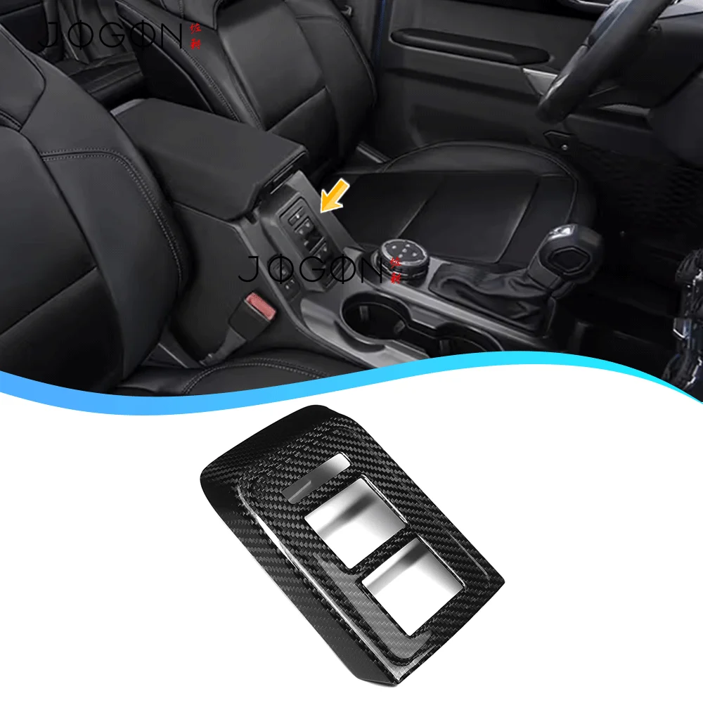 Real Carbon Fiber Car Interior Window Lift Switch Sticker Overlay Decoration Cover Trim For Ford Bronco 2021 2022 2023 2024 Up