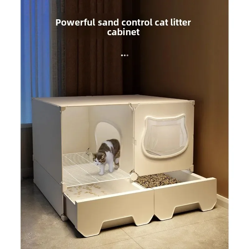 Cat litter cabinet anti-belt sand corridor cat litter box oversized anti-splash semi-closed cat toilet