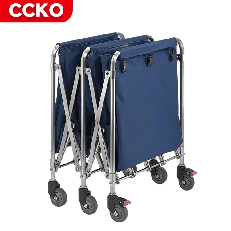 

Utility Hotel Janitorial Housekeeping Hand Carts Trolley Cleaning Laundry Carts Commercial Laundry Basket With Wheels Linen Cart