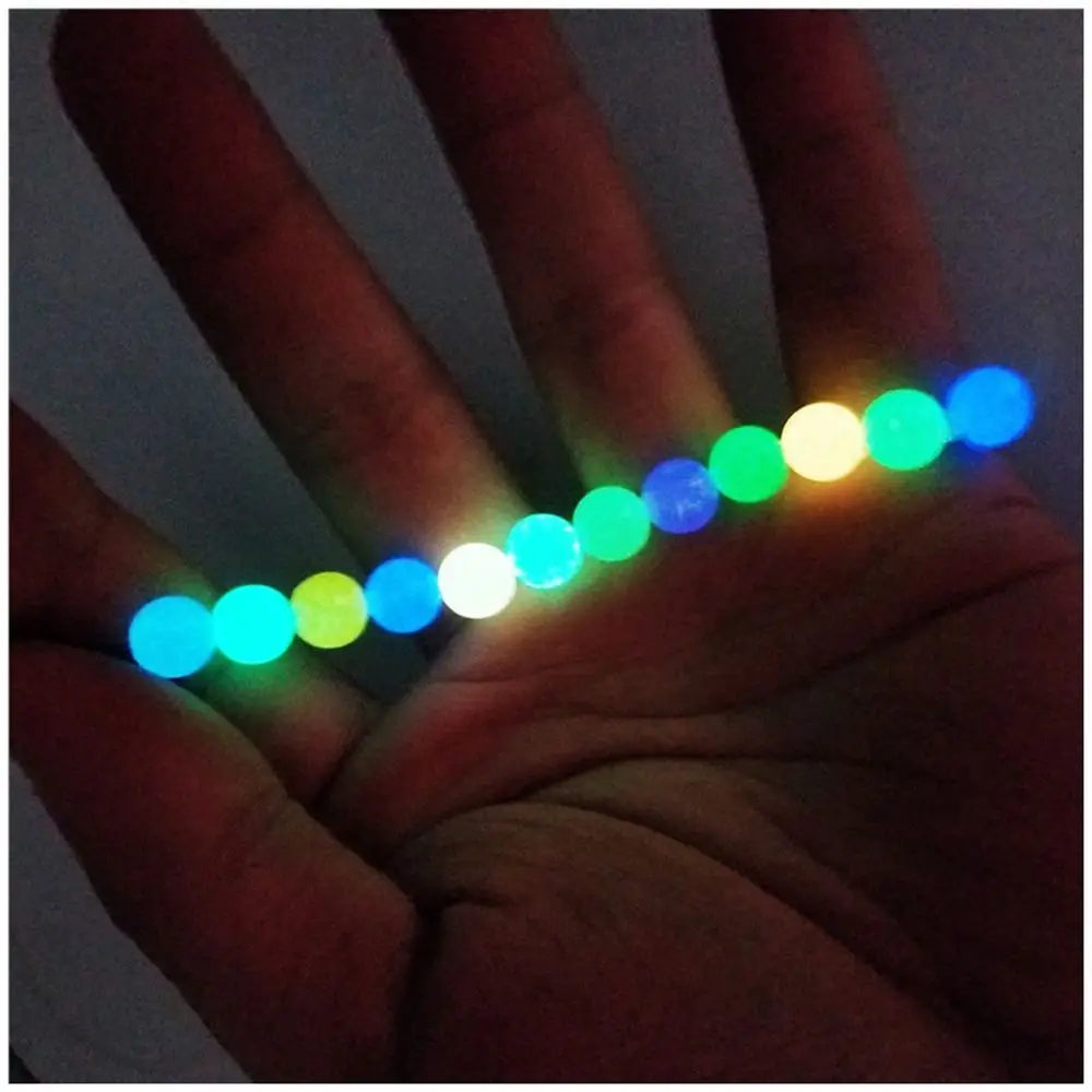 100pcs 6-8-10-12mm Strong Luminous Beads Glow In The Dark Fishing Loose Spacer Beads for Jewellery Marking DIY Necklace Bracelet