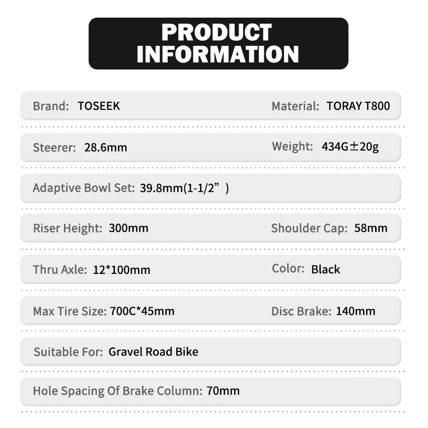 Full Carbon Gravel/Road Bike Front Fork - Internal Cable Routing, Through Axle, Ultra Light, High Strength,Durable,Cycling Parts