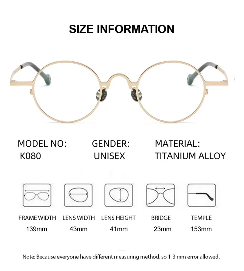 Round Men Optical Frame Mini Gafas Fashion Spectacle Women Retro Light Flexible Eyewear for High Prescription Lenses