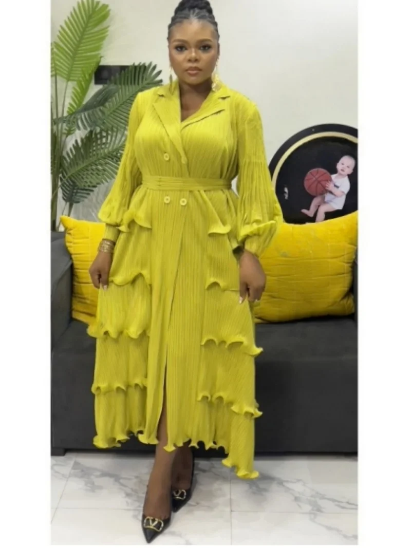 

Элегантное съедобное плиссированное платье с грибком дерева, осенняя одежда, женское платье с длинным рукавом и зубчатым вырезом в стиле OL, вечернее платье для торта