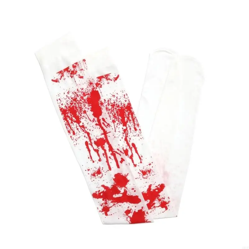 

1/2Pcs Bloody Thigh High Stockings Elbow Length Gloves Halloween Cosplay Costume