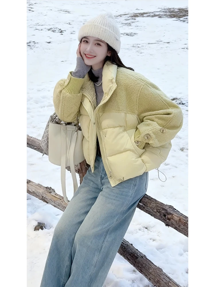 

ort Padded Jaet Women's Thiened Warmth Cotton Coat Color Blo Design Winter Outerwear Fce Lined Korean Sle
