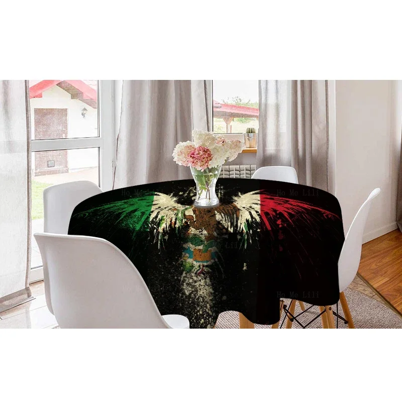 Mexican National Emblem Eagle Firefighters Royal Coat Of Arms Of Canada The United Kingdom Round Tablecloth By Ho Me Lili