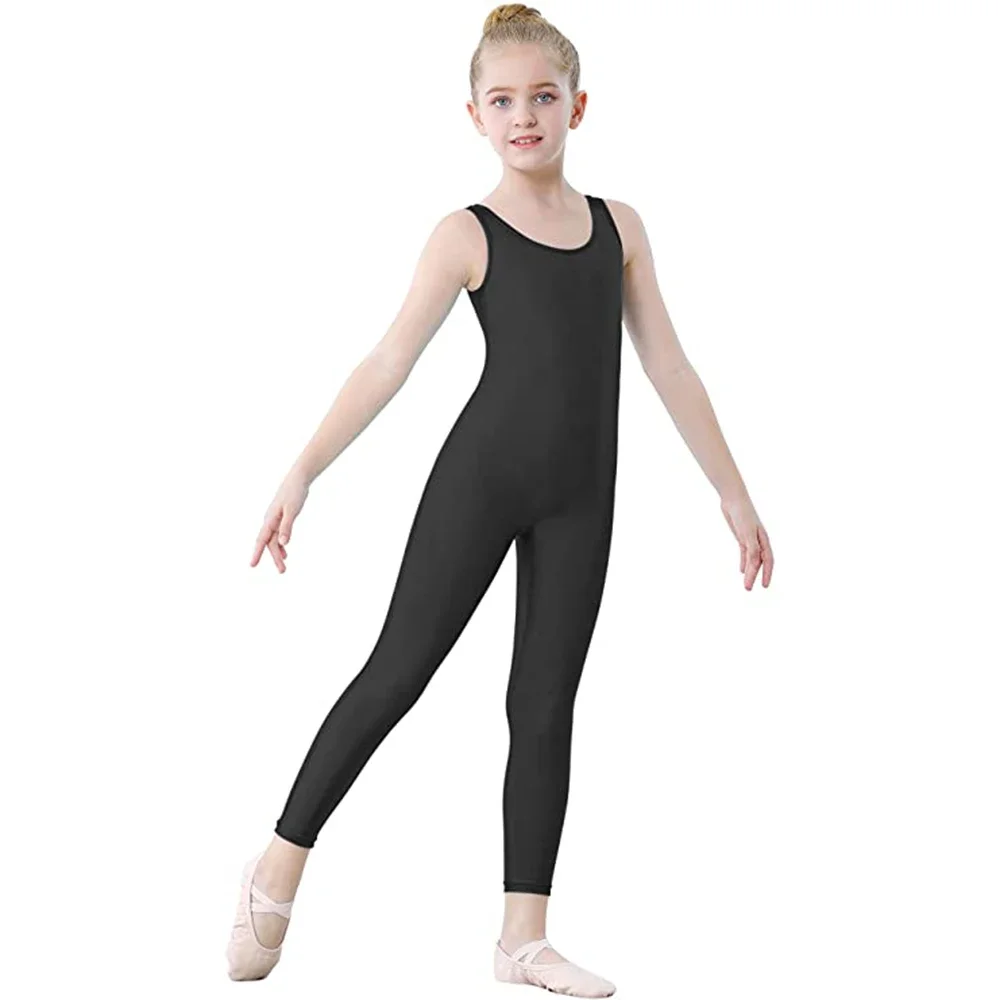 SPEERISE Girls One Piece Black Tank Unitards Ballet leotards Sleeveless Tight Jumpsuit Dance Costumes Unitards Bodysuit