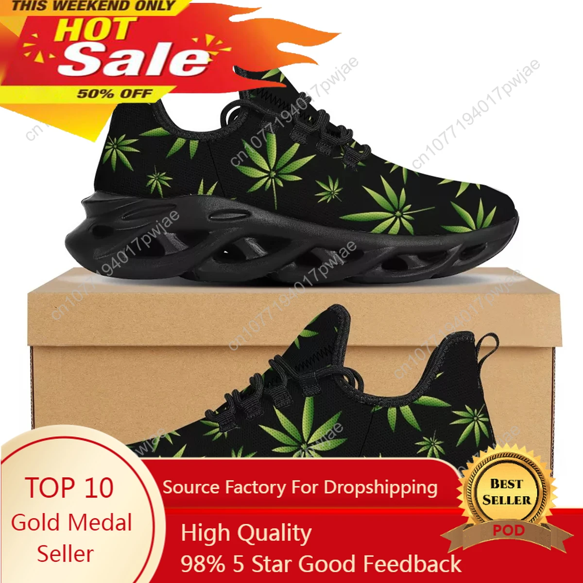 

New Fashion Shoes For Men Tropical Weed Leaf Prints Casual AF Mesh Sneakers Mens Breathable Designer Zapatillas