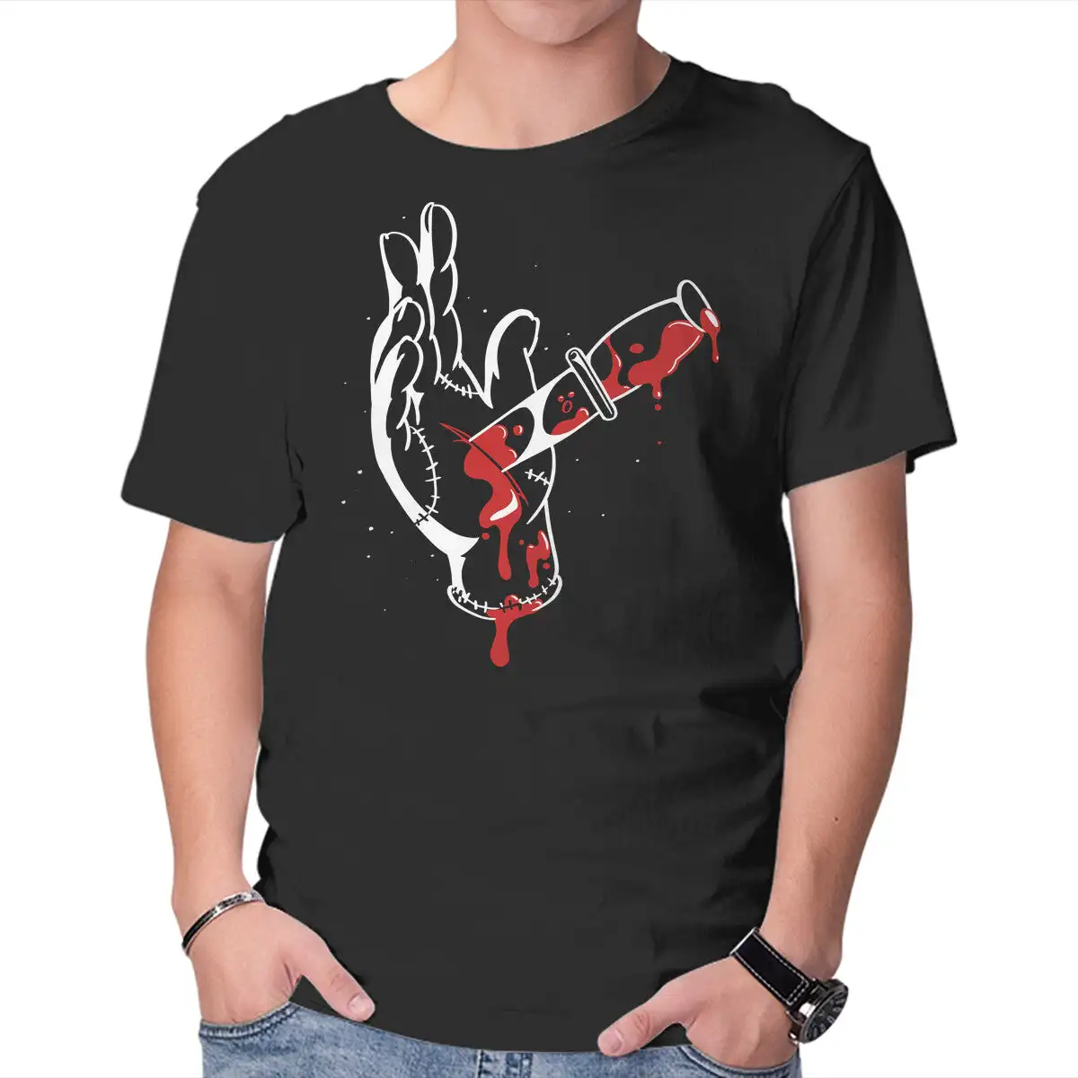 Stabbed Thing Anime Graphic T-shirts for Men Clothing Women Short Sleeve Tees Vintage High Quality 100%Cotton