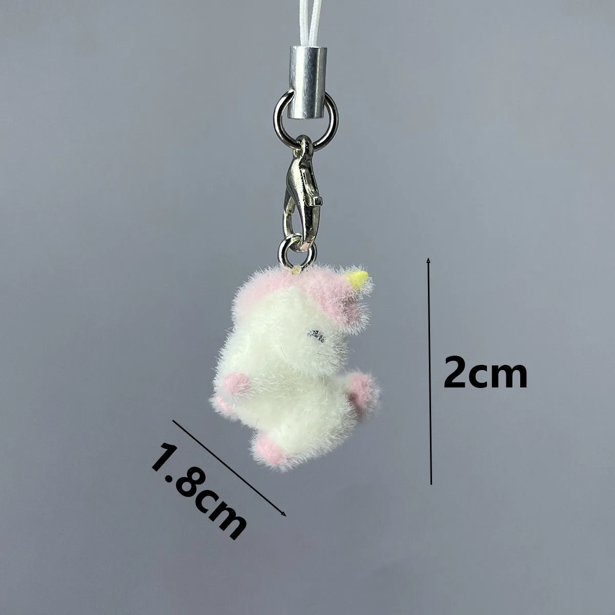 Flocked Unicorn Pendant Resin Cartoon Doll 3D DIY Keychain Mobile Phone Strap Bag Charm Accessory