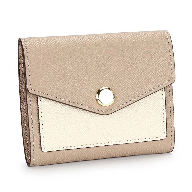 URBAN MASTER Small Wallet Womens Short Korean Fashion Contrast Color Lady Card Holder Real Genuine Cow Leather Coin Purses