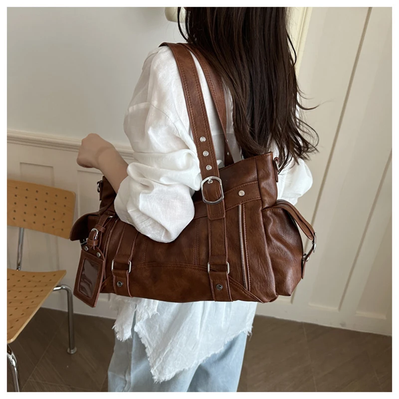 New Tote Bag High-capacity Female Commuter Sense Retro Spice Girl Wind Simple Ladies Shoulder Bag Underarm Bag