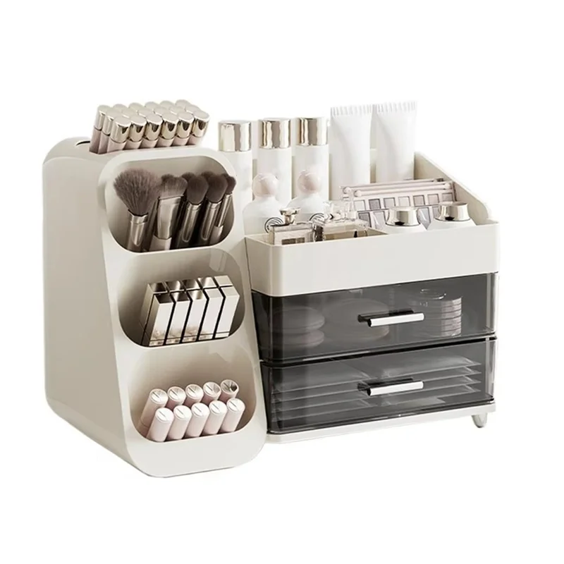 

ABWP-Drawer Style Makeup Storage Box Dormitory Organizer Plastic Cosmetics Skincare Dressing Table Desktop Sundrie Container