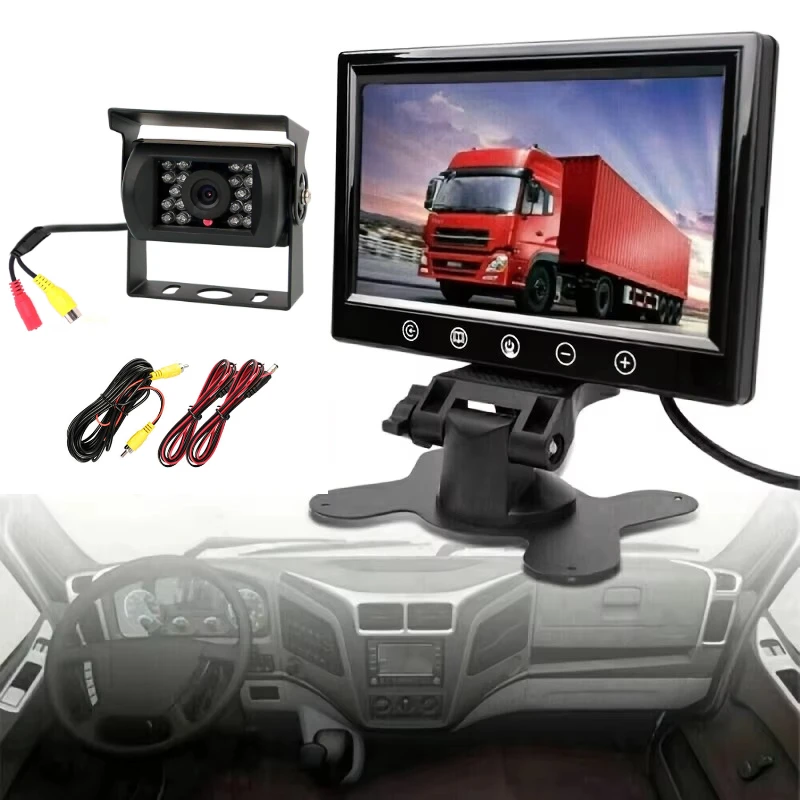 7inch Desktop Monitor with Touch Button|18LED Truck Pickup Backup Camera Kit,Rear View Display and Camera Set,Rearview Monitor