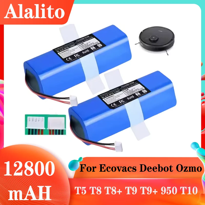 Аккумулятор 12800 мАч для роботов-пылесосов Ecovacs T5, T8, T9, T10, T20, DLX11, DLX13, DLN12, X1, X1 Omni, X1 Deebot Ozmo
