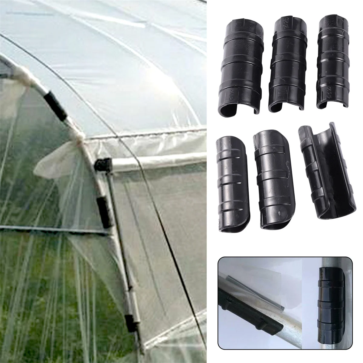 

Greenhouse Frame Tubing Film Clamp 19/20/22/25/32mm Net Shade Sail Clip Garden Orchard Building Tube Fastened Connectors 5/50Pcs