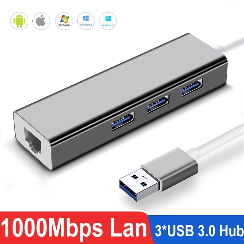 USB HUB 1000Mbps Ethernet Port RJ45 Adapter HUB USB 3.0 C Splitter For Macbook Xiaomi Mi Box S/3 TV Box PC Laptop Accessories