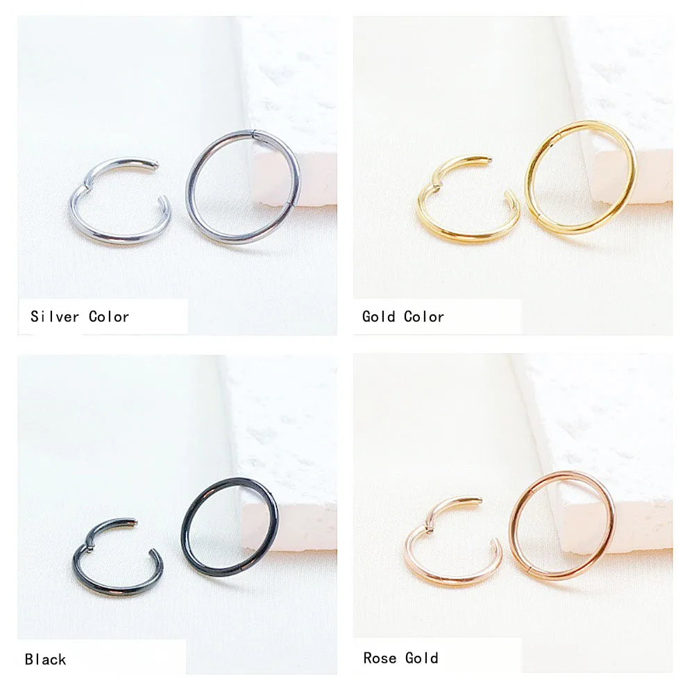 

F136 Titanium Conch Hoop Ring Double Layer CZ Ear Piercing Hinged Clicker Rook Tragus Cartilage Earrings Nose Ring Body Jewelry