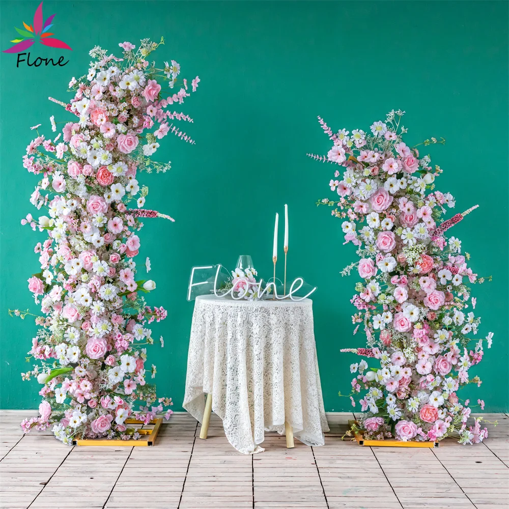 

Wedding Party Event Flores Artificial Welcome Flowers Pink Rose Light Green Silk Sztuczny Kwiat Fleur Artificielle Decoration