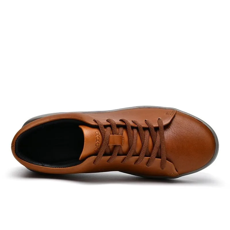 حذاء رجالي كاجوال برباط مريح للعمل ، مقاوم للاهتراء ، رياضي ، مانع للانزلاق ، لوح من جلد البقر ، مشي