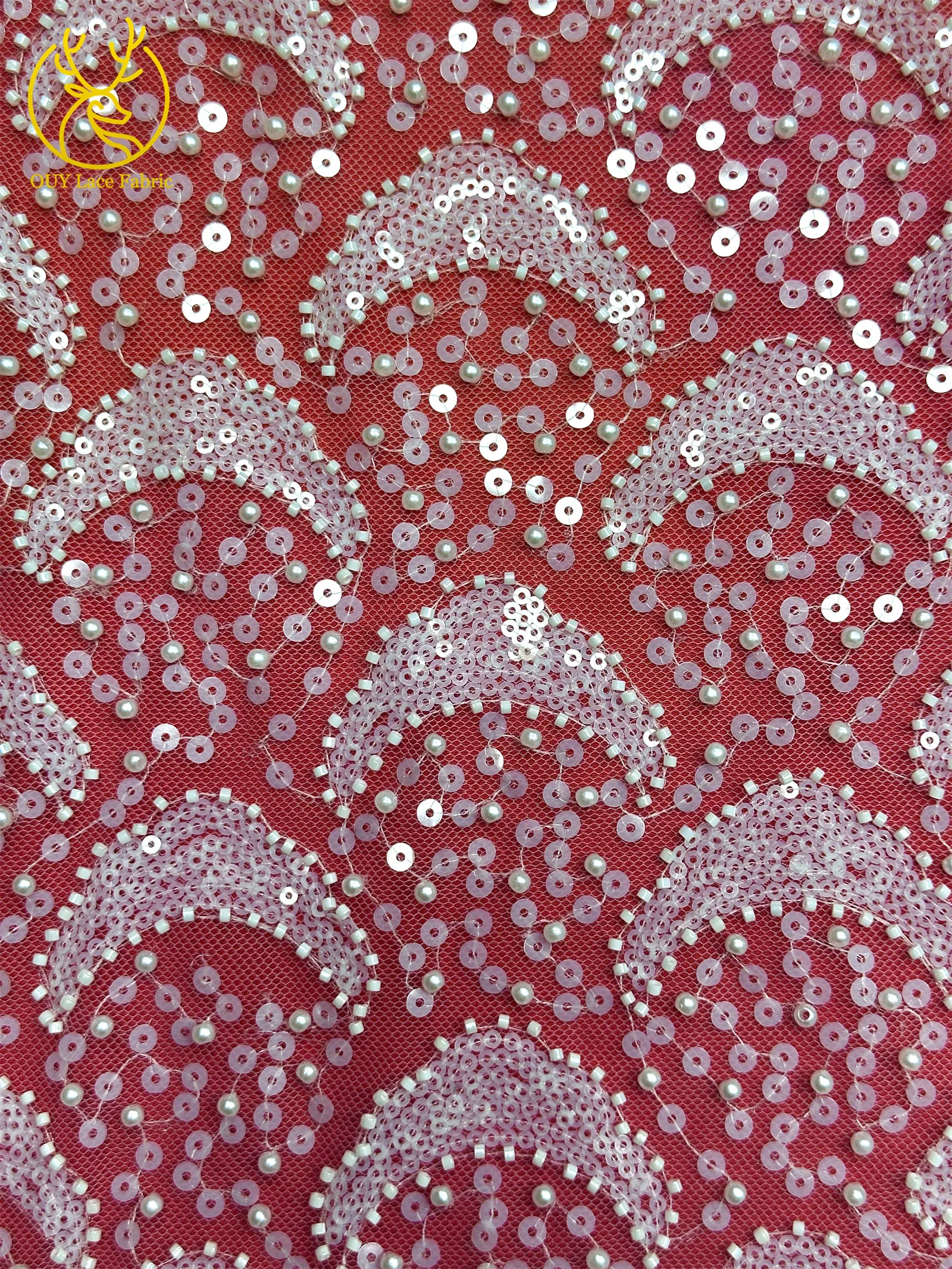2026 Afrikanischer Pailletten-Spitzenstoff 5 Yards Hochwertiger Nigerianischer Perlen-Tüll-Spitzenstoff Geeignet für Hochzeitskleider-Näharbeiten – Detail 12