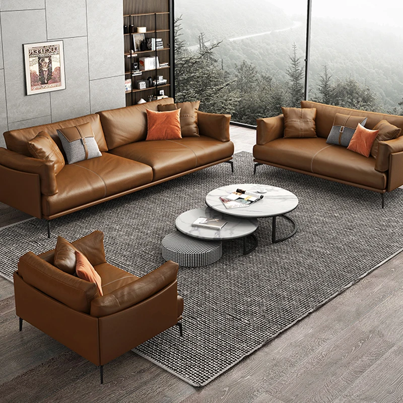 Light Luxury European Style Office Furniture Office Sofa Guangzhou Mingmeng Trend Style Modular Sofas Sofa Leather Set