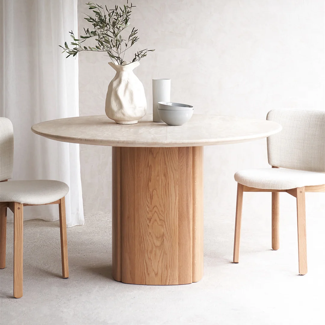 eu-Scandinavian Style Dining Table Sintered Stone Stability with Wooden Plywood Base for Home or Apartment/Hotel Furniture%