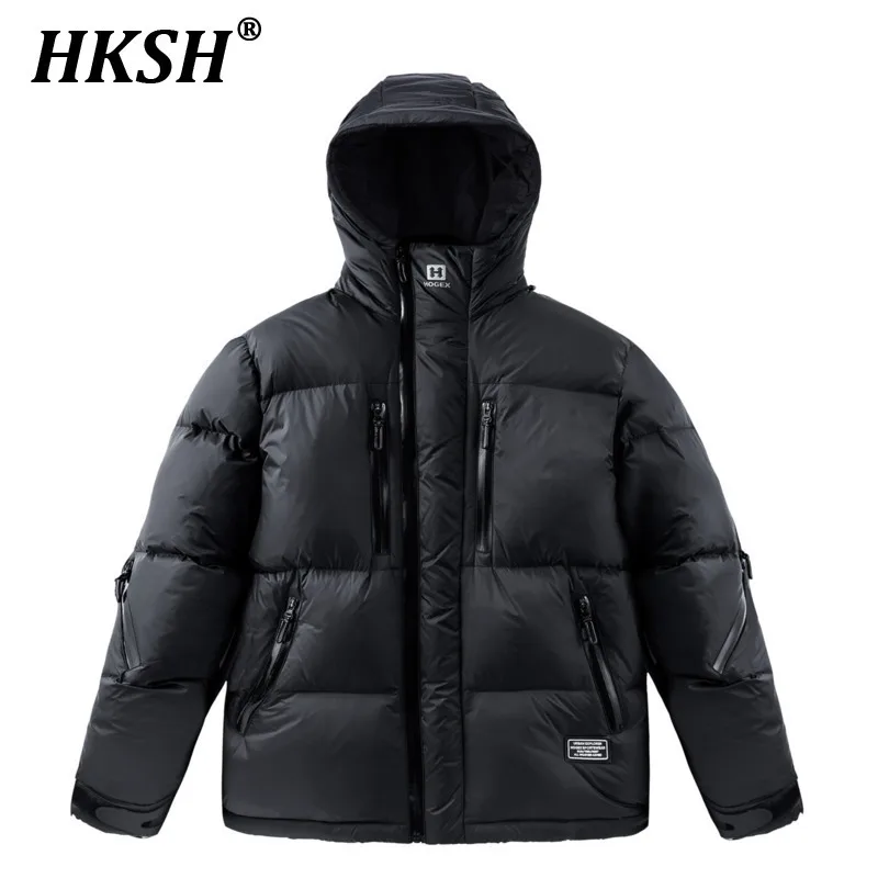 HKSH Thick Down Jacket Men's Winter New Short Hooded Cotton Techwear Functional Trendy Warm Cold Proof Bread Padded Coats HK3296