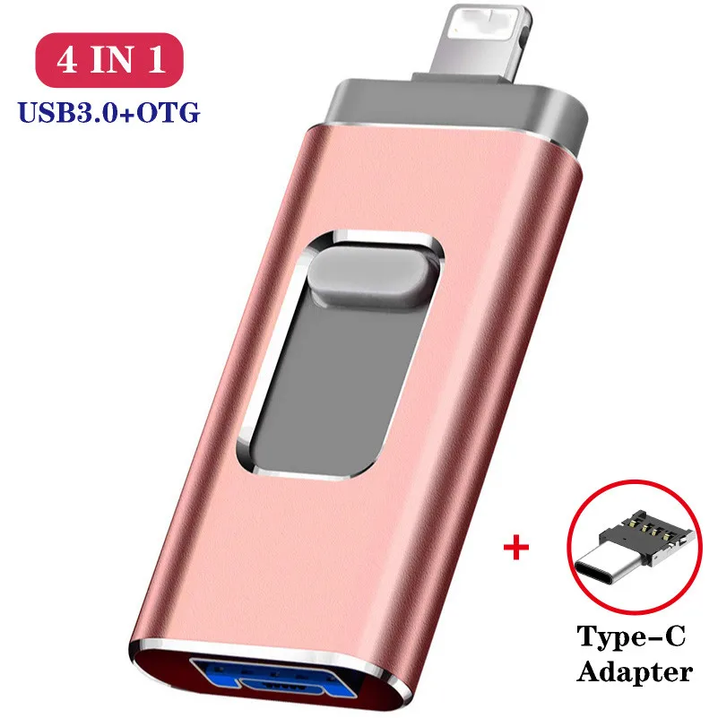 4in1 Otg Usb Flash Drive 8gb 16gb 32gb 64gb 128gb For Iphone Ipad Tablet phone Type C android Pen Drive Usb Stick