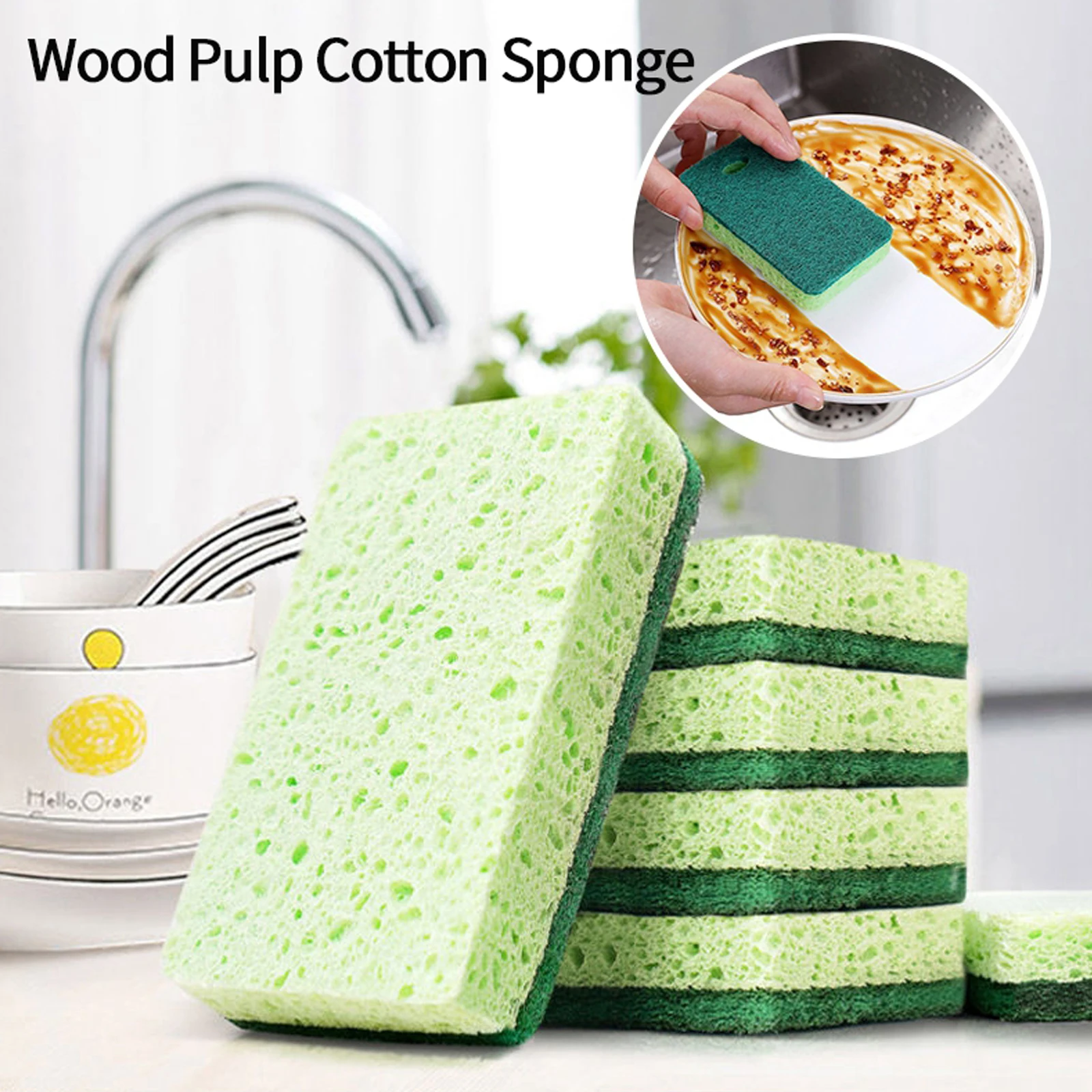 

Cellulose Sponge Double-sided Dish Towel Skin Care Tool Household Soft Cleanup Non-oily Scouring Pad Natural Wood Pulp