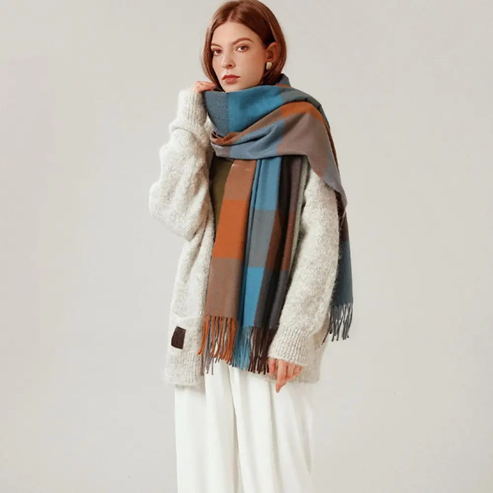 

Sweater Tops Warm Tassel Apparel Accessories Warm Shawl Wrap Autumn Winter Shawl Scarf Women Plaid Scarf Korean Style Scarf