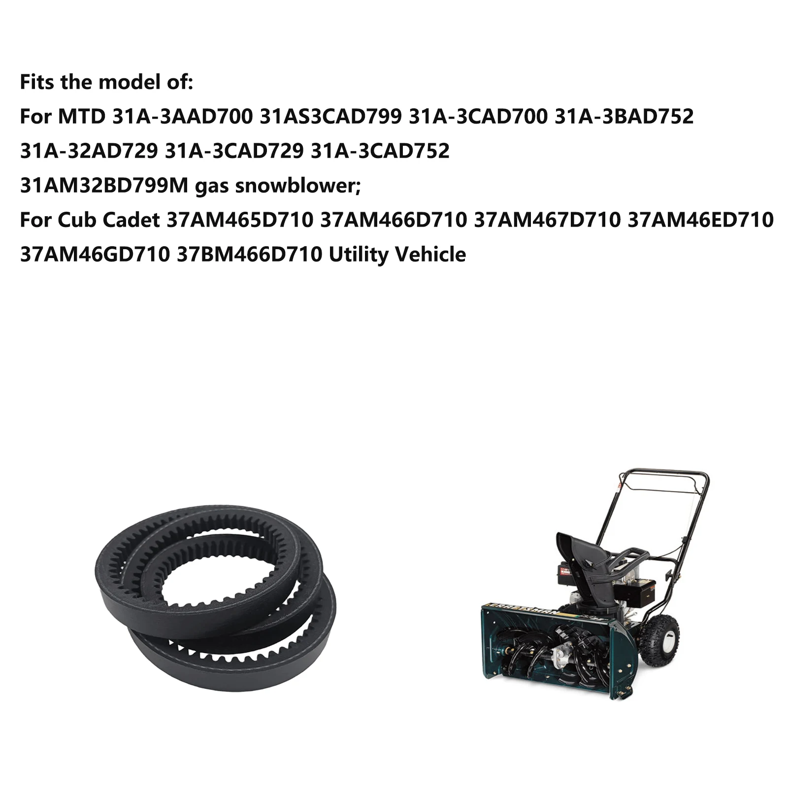 954-04014 Auger Drive Belt For MTD Yard Machines Snowblower Fit Cub Cadet Utility Vehicle 754-04014 954-05110