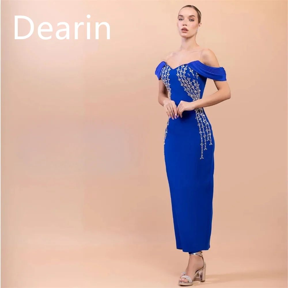 Customized Evening Gown Dearin Off-the-shoulder Column Ankle Length Skirts Vertically Bespoke Occasion Dresses Saudi Arabia Form