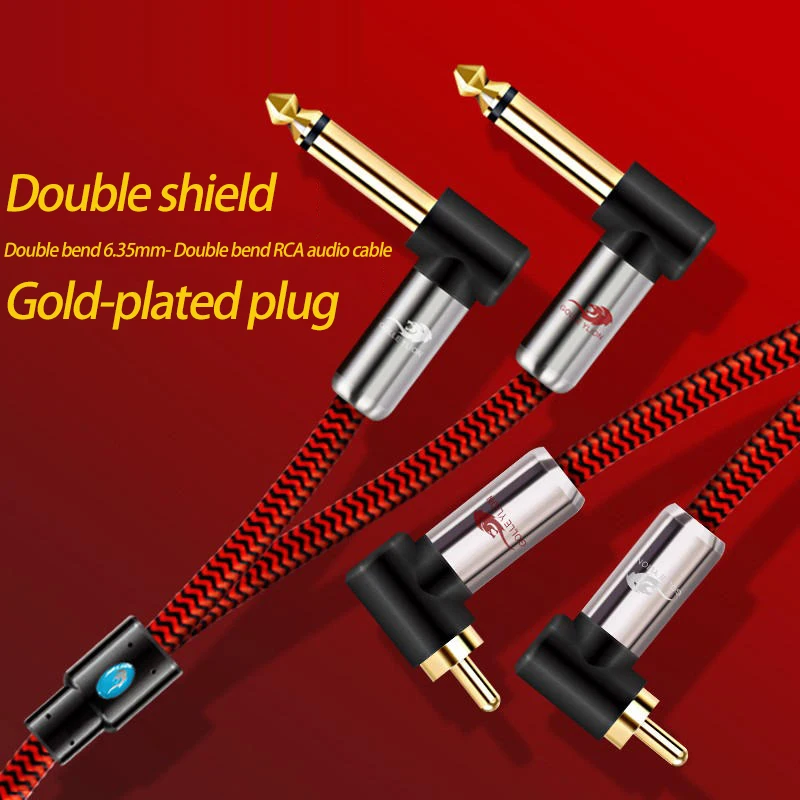 

Hifi Dual 1/4'' TS Mono 6.35mm to 2 RCA Male Audio Cable for Home Amplifier Mixer Speaker System RCA to 1/4" OFC Shielded Cords