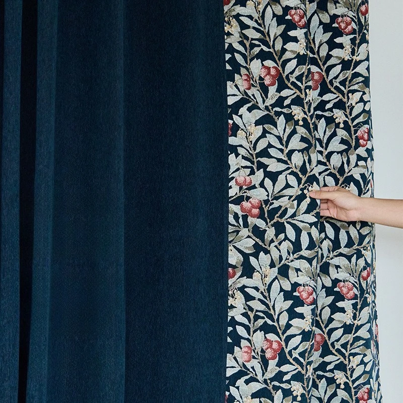 American Retro Bayberry Jacquard Stitching Chenille Curtains for Living Room Bedroom French Window Balcony Customized