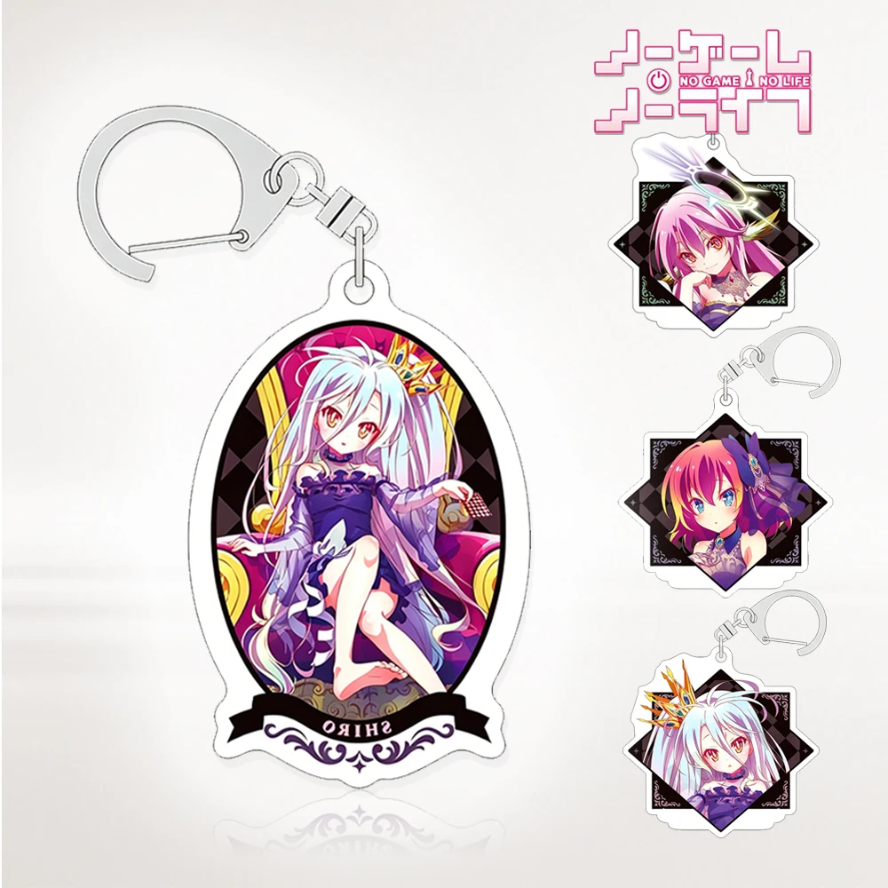 

Anime Acrylic Keychain No Game No Life Shiro Stephanie Dola Jibril Cute Cosplay Figure Bag Charm Gift