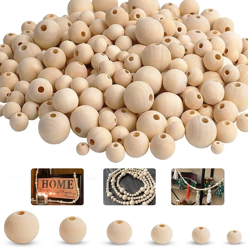 500 Pcs Wood Beads, Unpolished Loose Wood Beads Craft, Suitable For Home And Holiday Decoration, DIY Jewelry Making