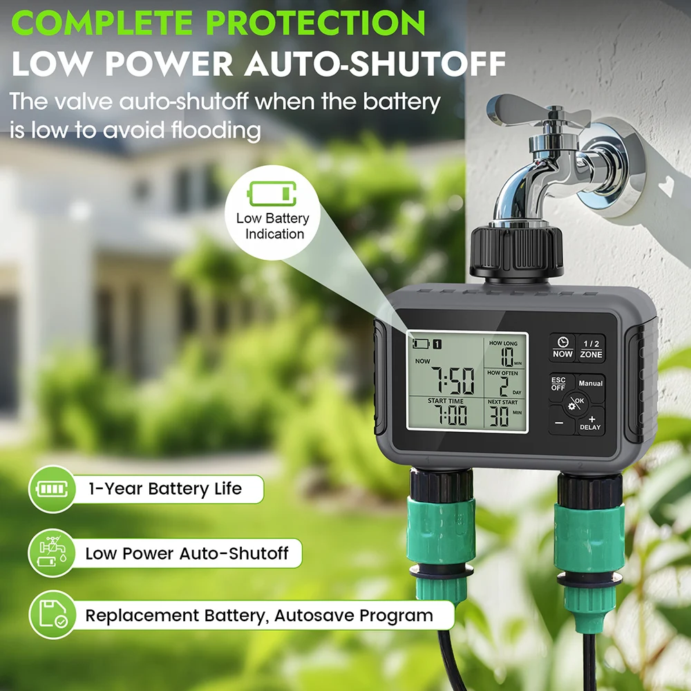 Dual channel intelligent automatic watering device for grassland outdoor timed automatic control watering device