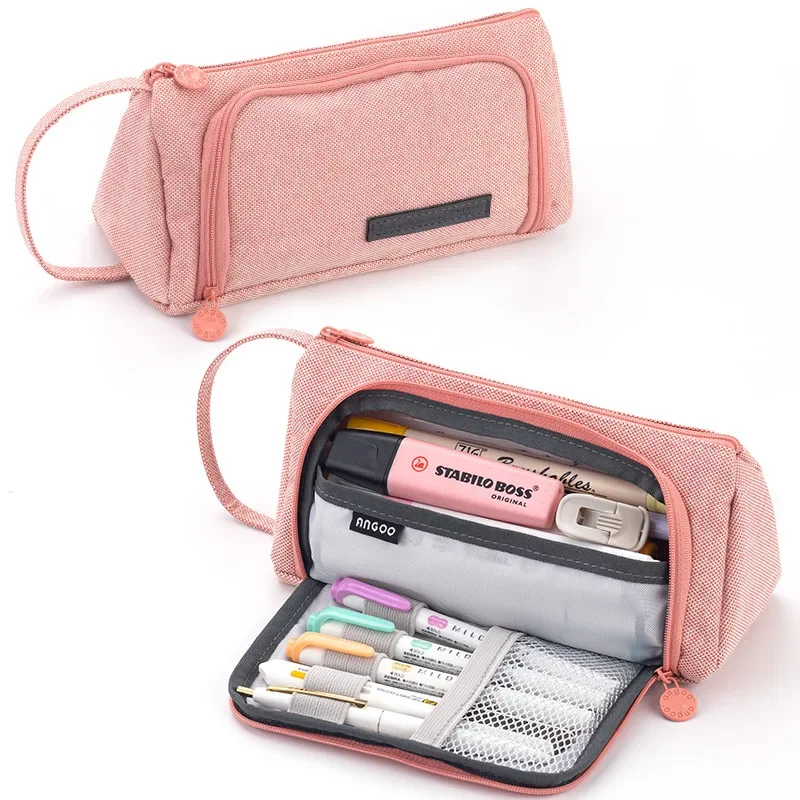 Imagem -06 - Simples Xadrez Grande Capacidade Lápis Case Estacionário Caneta Bolsa de Armazenamento Caneta Bolsa de Lápis Multi Camada Cosmética Viagem Bolsa de Armazenamento