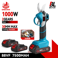 ONEVAN 1000W Brushless Electric Pruning Shear Cordless 30mm Scissor Bonsai Cutter Tree Pruner Branch For Makita Battery Pin
