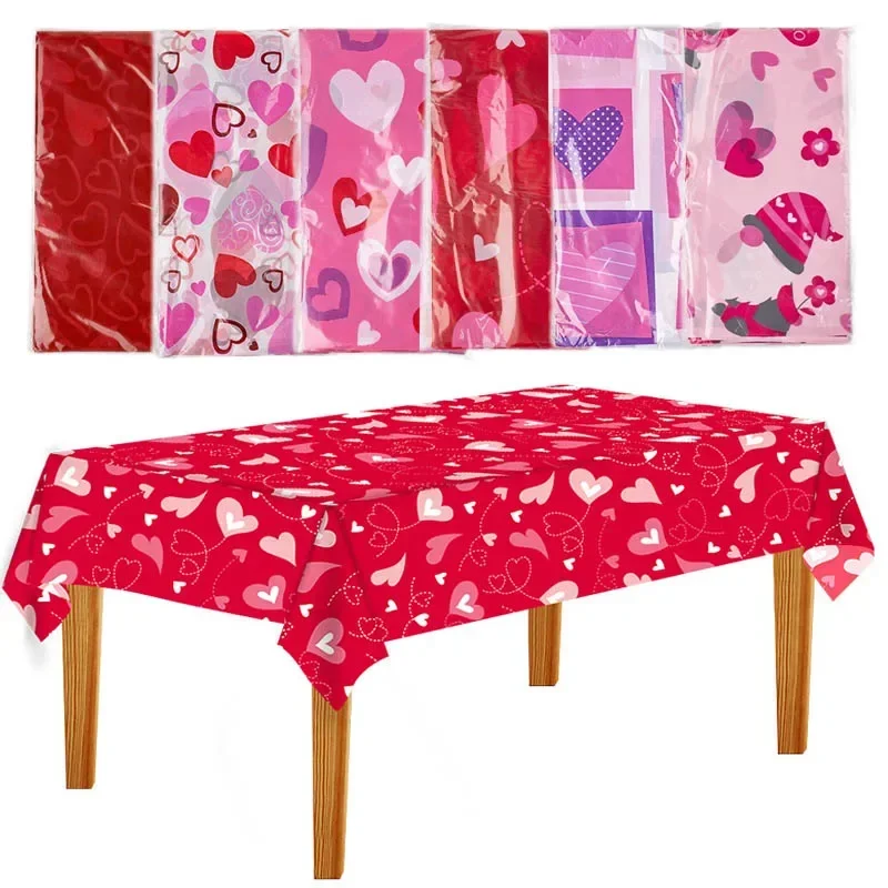 

Valentine's Day Heart Table Cloth Disposable Plastic Tablecloth For Home Decoration Wedding Anniversary Party Decor 137x274mm