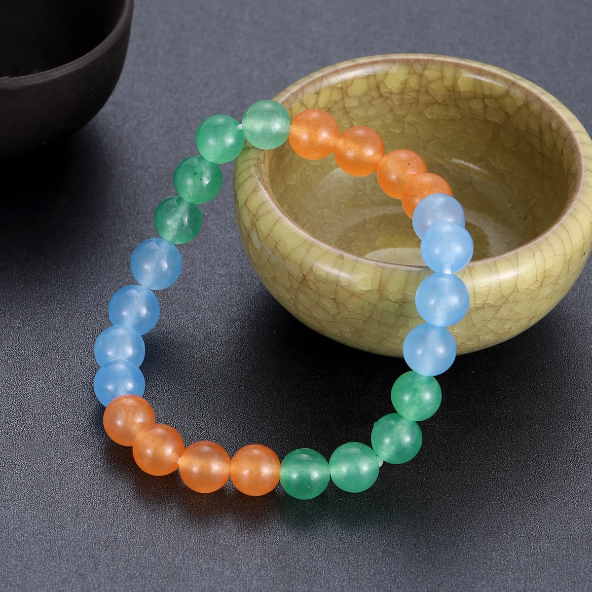 Fashion 8mm Green Blue Crystal Stone Agate Charm Bracelet Homme Natural Stone Aura Balancing Sleep Bracelet for Women Jewelry