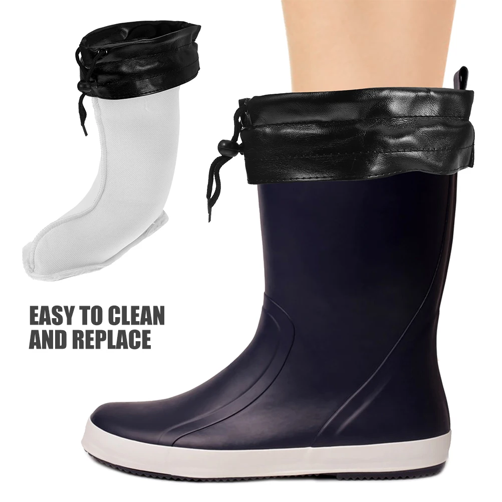 1 쌍의 레인 부츠 라이너 면 양말 남성용 두꺼운 따뜻한 절연 탈착식 내부 라이닝 겨울 추운 날씨 보호용